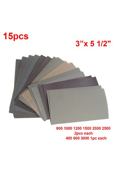 Choice 15pcs 15pcs Sandpaper Set Wet/dry Sand Paper Polishing 150/180/240/320/400/600/800/1000/1200/1500/20