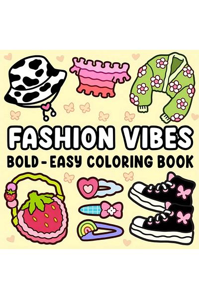 Choice Yellow Fashion Vibes Bold & Easy Coloring Book For Adults And Teens - 22 Pages, Mixed Color Paper, S