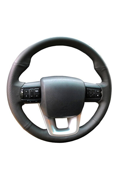 Choice غطاء عجلة قيادة السيارة من الجلد الصناعي الأسود المخيط يدويًا بخيوط سو...