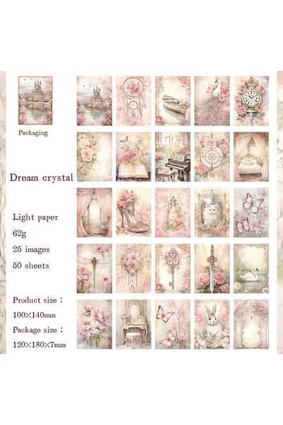 Choice B 50 Pieces Of Vintage Scrapbooking Material Paper Handmade Tent Diy Collage Decoration Background .
