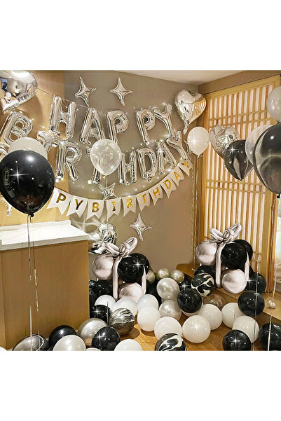 Choice أخرى أخرى QQ294 73 قطعة/مجموعة بالونات عيد ميلاد سعيد باللونين الأسود ...