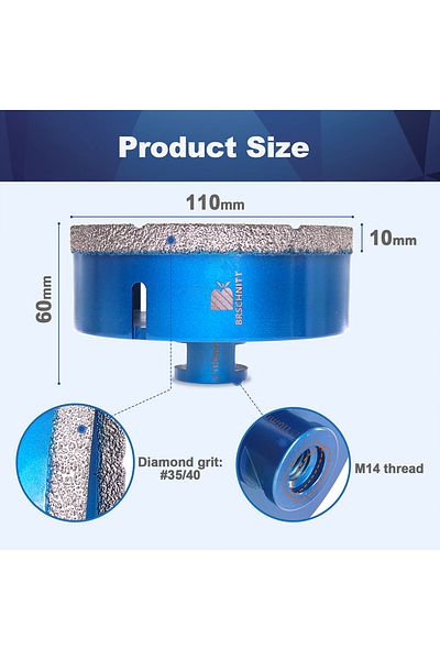 Choice 1pc 110mm M14 Brschnit Diamond Drill Tile Drill Dia 100-150mm 1 Piece Diamond Core Drill Bit Hole Sa