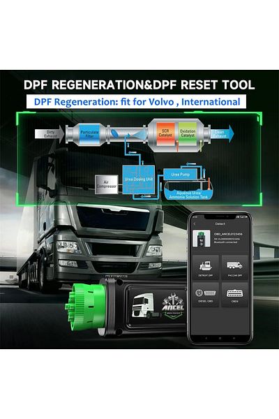 ANCEL Blue Bluetooth Heavy Duty Truck Scanner 9/16 Pin Hd120 D.p.f Forced Regen For International &