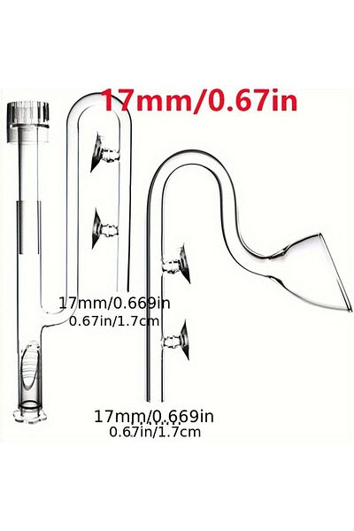 Choice 1.7cm-0.67in Clear Glass Lily Pipe Outflow And Skimmer Inflow With Suction Cup 13mm 17mm For Aquariu