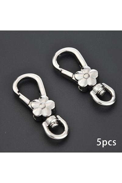 Choice Silver 5pcs Snap Clasps Handle Flower Lobster Metal Clasps Swivel Trigger Clips Snap Hooks Bag Key R