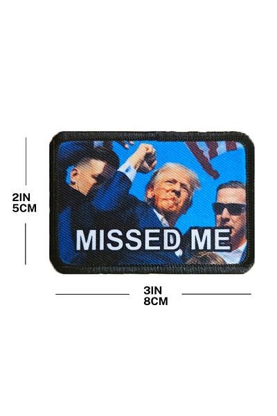 Choice Blue Trump Fist In The Air 'missed Me' 2"x3" Morale Patch - Humorous Military Meme With Hook And Loo