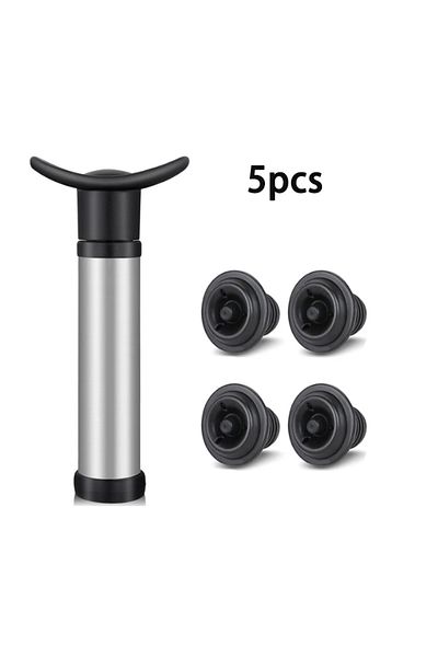 Choice Vacuum Wine Saver Set, Pump Preserver with 4 Vacuum Wine Stoppers for White / Beer Wine, Stainles...