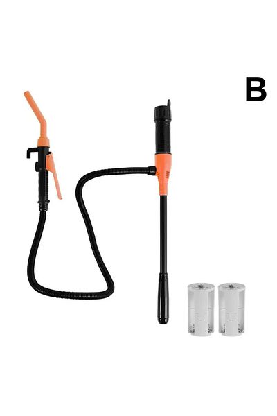 Choice Orange Battery Powered Transfer Pump Motorcycle Car Gas Oil Pump With Flow Control Nozzle Liquid Gas