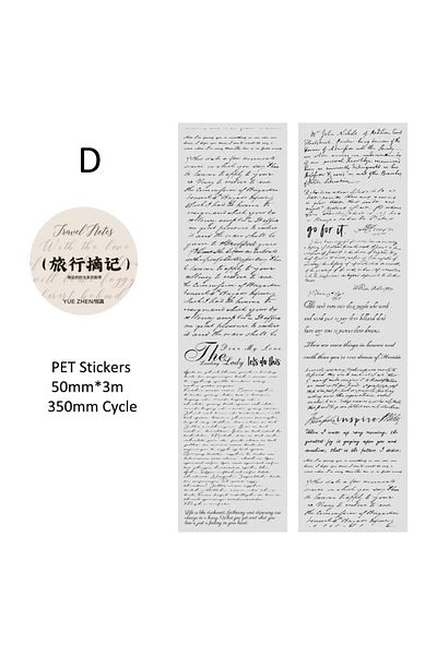 Choice Journamm 50mm*3m Vintage Letters PET Tapes DIY Scrapbooking Planners Decor Junk Journal Waterproo...