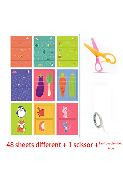 Choice 50 قطعة من 49 إلى 91 قطعة تعلم مهارات المقص قص الورق ألعاب الحرف اليدوية مقص السلامة لمرحلة ما قبل المدرسة ممارسة القطع