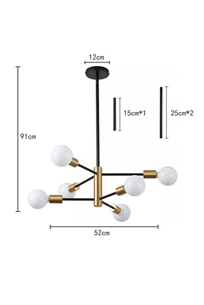 Choice لا يوجد لمبة 6 رؤوس ثريات سبوتنيك سوداء حديثة من نورديك مصباح LED 4/6/8 ضوء إضاءة منزلية داخلية