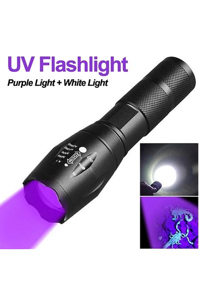 ESMARTER Double Light Uv Flashlight Purple White Dual Light 395nm Ultraviolet Torch Zoom Flashlight Detection