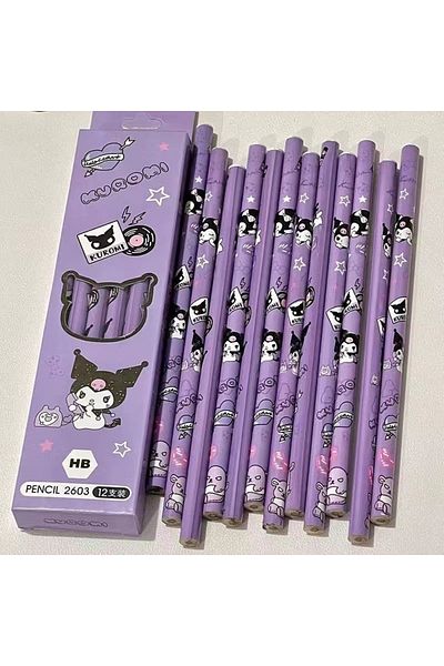 Choice 12pcs 1box A 12pcs/box Sanrio Pencil Melody Kuromi Cinnamoroll Hb Black Write Draw Pencils Primary S