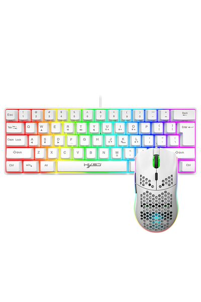 Choice White Hot Selling Hxsj 61 Keys V700 Rgb Luminous Mechanical Feel Keyboard And Mouse Combos Gaming Se