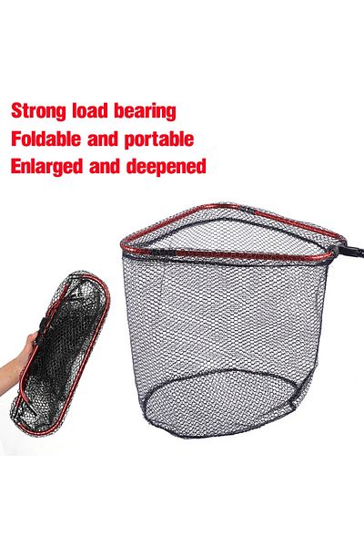 MNFT 50x65cm Aluminum Alloy Rubber Coated Fish Landing Net Foldable Telescopic Sea Fly Fishing Net Floati