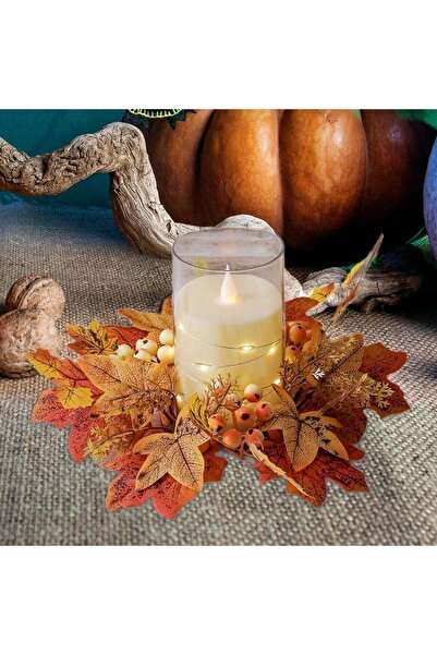 Choice حلقة شمعة الخريف الصفراء لعمود إكليل الشموع الاصطناعية ديكور إكليل الخ...