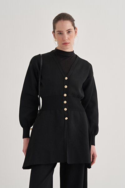 EBU Prive Women's Premium Waist Corset Knitwear Cardigan Black