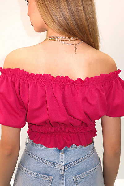 VAGGON Γυναικεία φούξια μανδράλια με γιακά με ελαστική μέση και μανίκια, μπλούζα με συρμάτινη συσκευασία Vgn-X8562