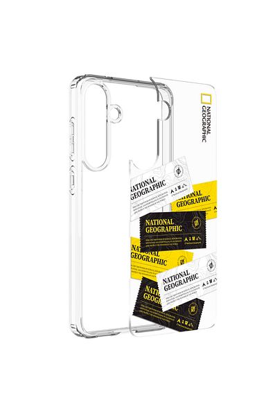 NATIONAL GEOGRAPHIC جراب شفاف كريستالي لهاتف Galaxy S25 Ultra V2 - شعار Explore
