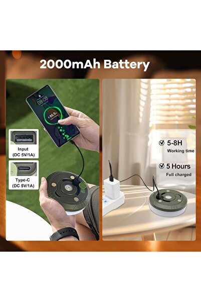 AWH Camping String Lights, Waterproof LED Outdoor Lights, 8 Modes, Rechargeable, for Patio & Tent