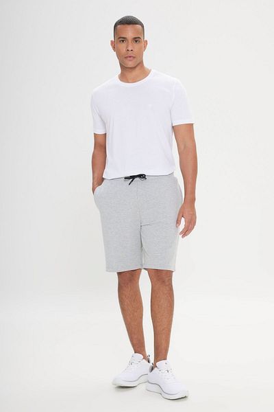 AC&Co / Altınyıldız Classics Hellgraue Melange-Standard-Passform für Herren, bequeme, sportliche Strickshorts für den Alltag
