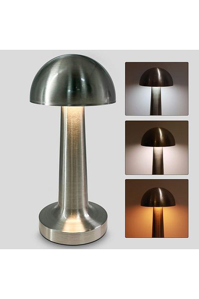 AWH Cordless Lamp, Rechargeable Touch Sensor Dimmable Night Light for Bedroom, Living Room (Silver)