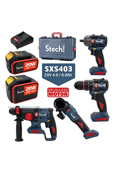 StechEnd SXS403 Akülü Alet Seti 20V 4.0/6.0Ah 7 Parça
