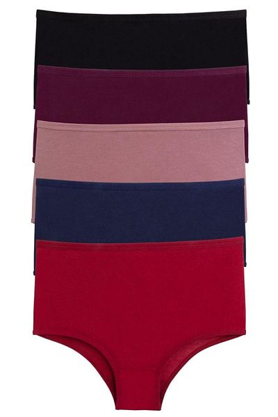 Nicoletta High Waist Lycra Cotton Women's Panties - Claret Red Pack of 5