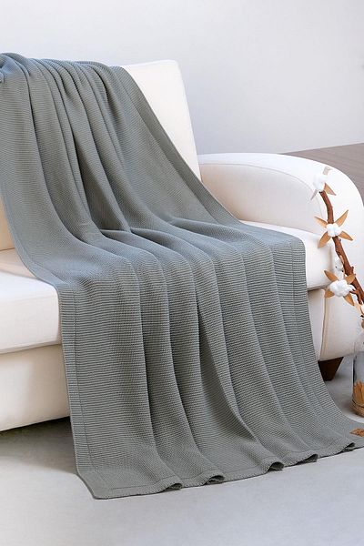 DALİSA Alina 100% Organic Cotton Breathable Cover, Mesh Sofa Shawl, Tv Blanket