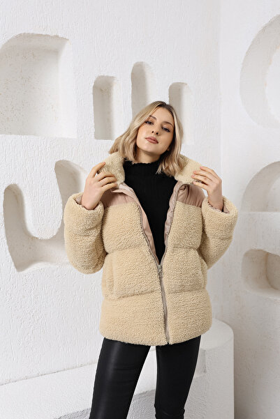 NEW RONİ Kadın Peluş Robalı Şişme Mont