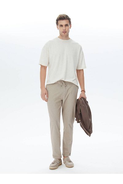 Kip Jacquard Crew Neck Linen Blend T-shirt