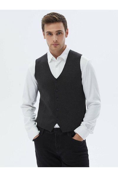 Kip Anthracite Knitwear Vest