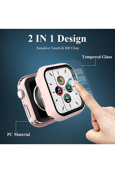 AWH 3 Pack Apple Watch SE Series 6/5/4 40mm, Tempered Glass Screen Protector, Rose Gold/Pink/Clear