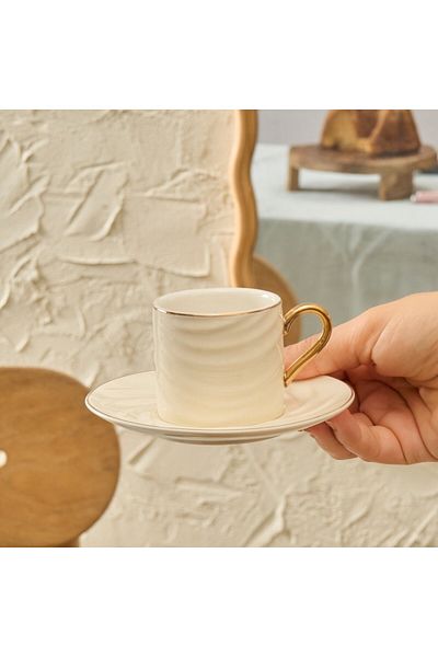 Karaca Ivory 90 ml 6-teiliges Kaffeeset, Weiß