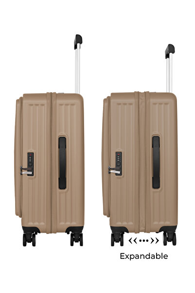 PARAJOHN مجموعة عربة روكلايت بريميوم ايه بي اس القابلة للتمدد، 3 قطع - لون القهوة