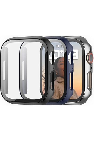 AWH 5-Pack Case for Apple Watch Series 9/8/7 45mm with Tempered Glass Screen Protector, Bumper