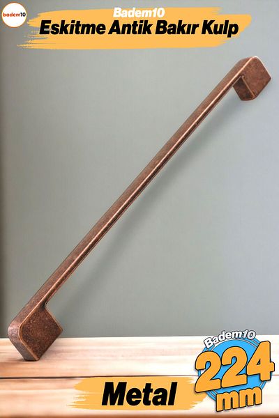 Badem10 Radus Mâner metalic din cupru antic 224 mm 22,4 cm Mobilier Bucătărie Sertar Dulap Dulap Mânere Mâner