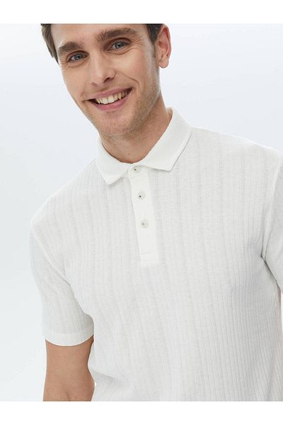 Kip Jacquard-T-Shirt aus Baumwollmischung mit Polokragen