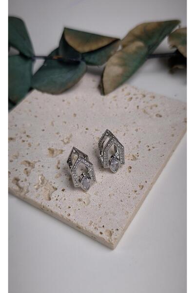 VOBEEYKU سلسلة خاصة من الأقراط المثلثة بتفاصيل الحجر المتساقط