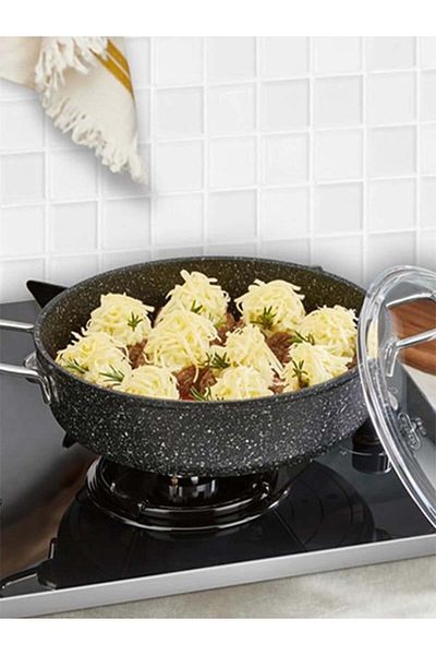 FALEZ Black Line Shallow Pot 28 cm