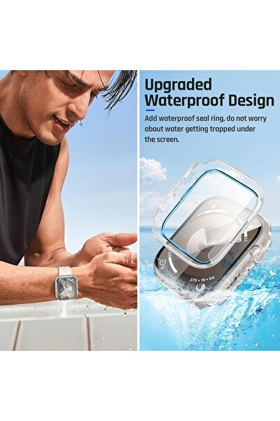 AWH Waterproof Case for Apple Watch 45mm Series 9/8/7, Full Protective PC Bumper, Clear.