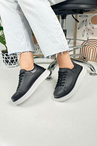 İmerShoes Pantofi de sport pentru femei, de zi cu zi, negru, alb, cu șireturi, confortabile, ușoare, cu talpă groasă, 525 g