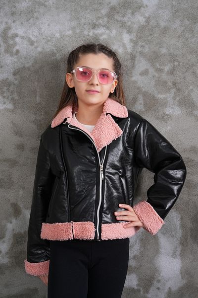 WİENS KİDS Girl's Furry Leather Coat