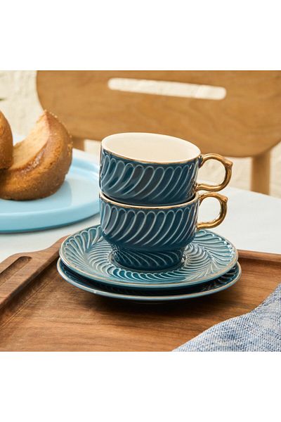 Karaca Olympian 90 ml 6-teiliges Kaffeeset, Blau
