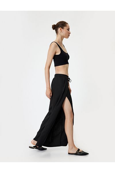 Koton Oversize Trousers - Double Breasted Binding - Detailed Slit Wrap