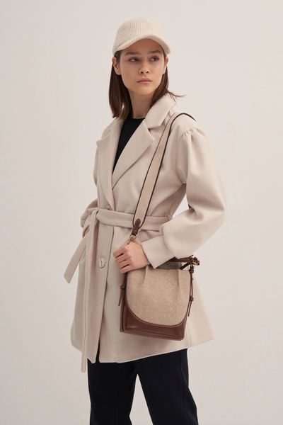 EBU Prive Balloon Sleeve Cashmere Coat Ecru