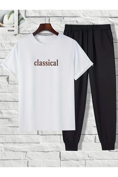 uyguntarz Set de trening unisex cu imprimeu clasic din 2 piese