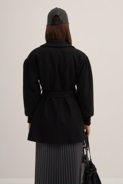 EBU Prive Μαύρο γυναικείο παλτό με μπαλόνι μανίκια