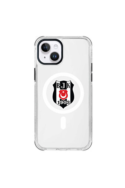 Beşiktaş iPhone 14 Uyumlu Beşiktaş Magsafe Logo Şeffaf Telefon Kılıfı