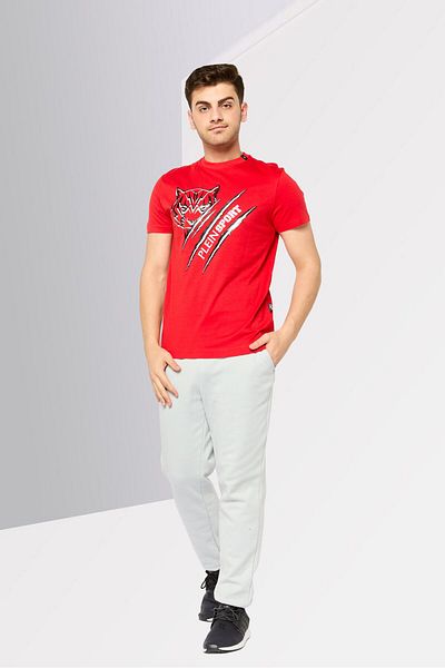 Plein Sport Men Sportswear Fit Short Sleeve Outdoor T-shirt, Red